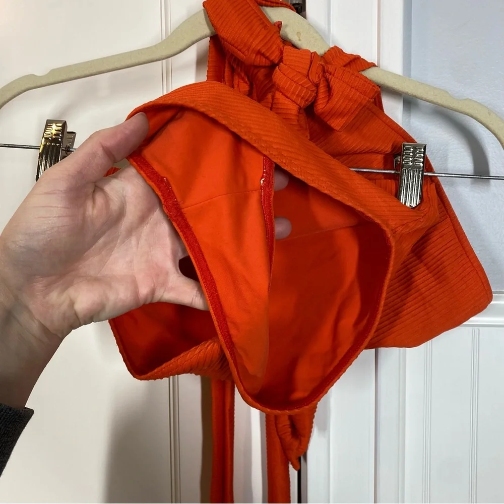 Monday Swimwear Bikini SET Santorini Top Red Rib & Riviera Bottom Retired‎ HTF